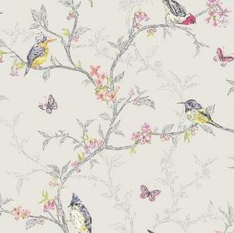 Birds And Branches Shabby Chic Wallpaper Dove The Guru