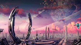 Art Spaceships Science Fiction Artwork Airship Cities Wallpaper