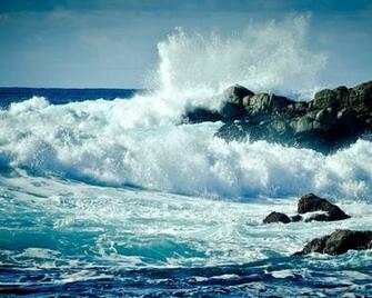 Wallpaper Sea Ocean Splashes Rocks Dark