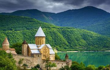 Wallpaper Mountains Fortress Georgia Ananuri Image For Desktop
