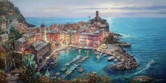 Mediterranean Sea Italy Dock Boat City Wallpaper