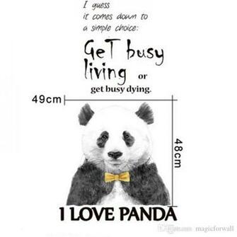 Cartoon Panda Door Stickers Get Busying Living Or Busy Dying