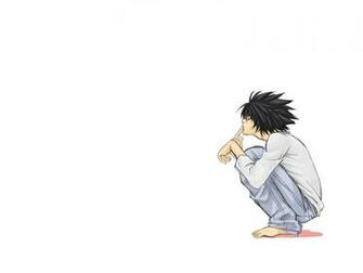 Death Note L White Background Wallpaper Anime