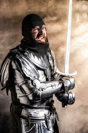 Handsome Knight In Armor Holding Swo High Quality People Image