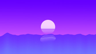 Sunset Sea Outrun Retro Art Wallpaper Background