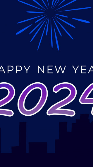 Happy New Year Fireworks On Blue Background Backiee