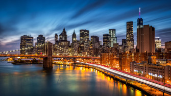 Brooklyn Bridge New York Time Lapse Skyline Night City Man Made Manhattan 4k Ultra HD Wallpaper