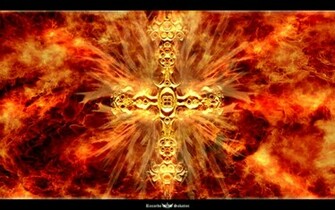 Description Cross Evil Design In Hell Wallpaper