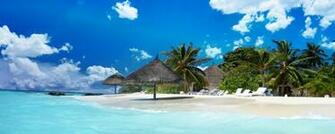 Wallpaper Maldives Sand Tropical Beach Palm Trees Dual