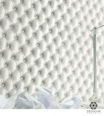 Koziel White Tracing Paper Tufted Leather Wallpaper
