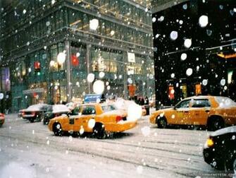 Wallpaper New York Taxi Winter Day