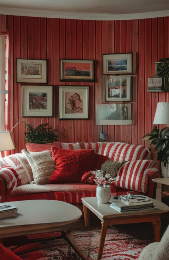 Red And White Striped Wallpaper