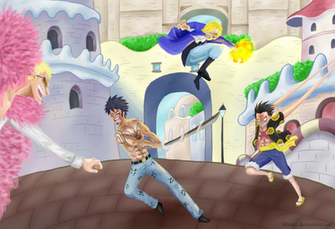 Luffy Sabo Law Vs Doflamingo By H0saki