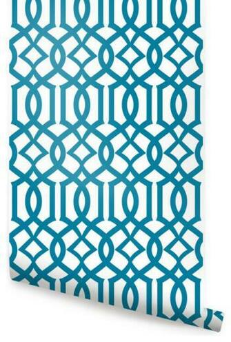 Modern Trellis Wallpaper Peel And Stick Peacock X48
