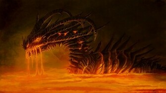 Dragons Lava Wallpaper Fantasy Art