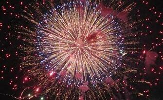Fourth Of July Fireworks And American Flag Royalty Stock Photo