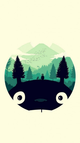 Totoro Art Illust Simple Cute iPhone 5s Wallpaper