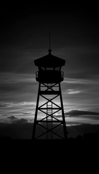 Black And White Fire Watch Tower Wallpaper