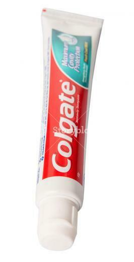Colgate Toothpaste Over White Background Royalty Stock Image