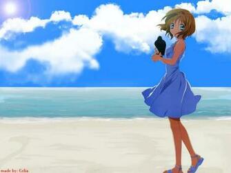 Air Kamio Misuzu Girl Dress Bird Beach Water Wind Stock