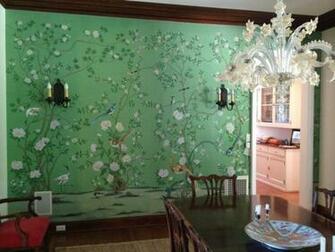 Chinoiserie Handpainted Silk Wallpaper Grand Garden