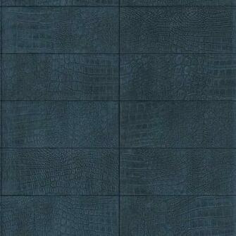 Faux Leather Soft Crocodile Wallpaper Navy Blue Contemporary