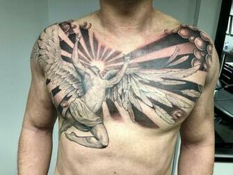 Icarus Chest Piece Fresh After Background Shading Mike Nance