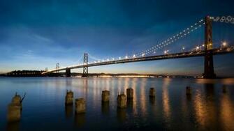 San Francisco Bay Bridge Sky Night California Wallpaper