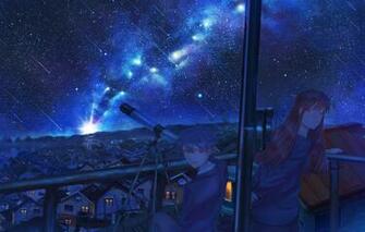 Wallpaper Girl Night The City Guy Starfall Image For Desktop