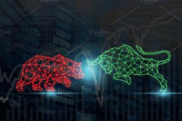 Polygonal Bull And Bear Shape Writin Featuring
