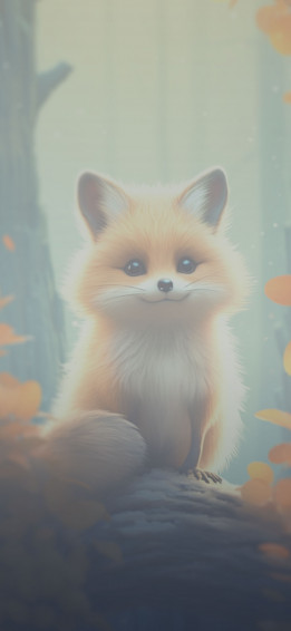 Cute Fox In Forest Art Wallpaper For iPhone