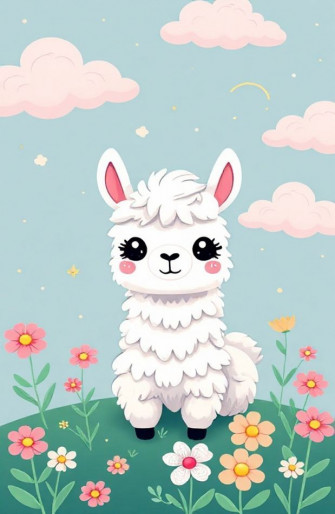 Kawaii Llama Wallpaper