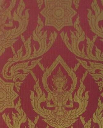 Thai Buddha Textured Decorative Wallpaper Red Asian