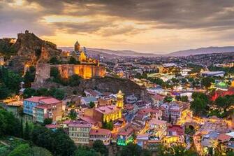 Pictures Georgia Tbilisi Mountain Evening From Above