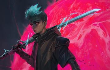 Wallpaper Sword Fantasy Robot Weapon Science Fiction Red Eyes
