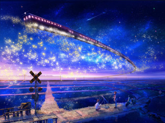 Blue Anime Scenery Wallpaper