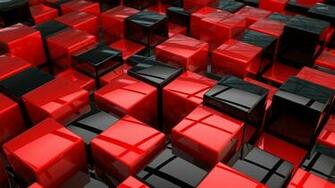 Red And Black Cubes Wallpaper 3d