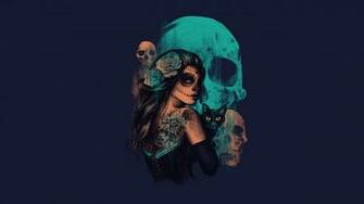 Skulls Minimalistic Artwork Sugar Wallpaper Art HD