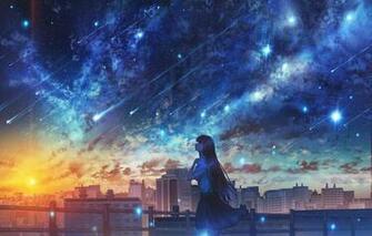 Wallpaper Girl Sunset The City Starfall Image For Desktop