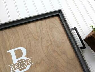 Personalized Serving Tray Wedding Guestbook Rawhide Background