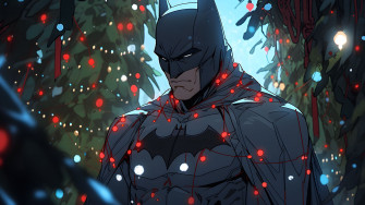 Batman In Christmas Lights Desktop Wallpaper
