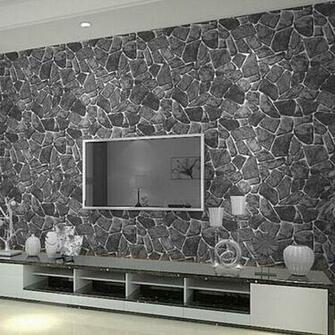 Grey Brick Wall Stone Rock Slate Vinyl Wallpaper X393 R
