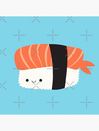 Happy Salmon Nigiri Kawaii Sushi Art Board Print By