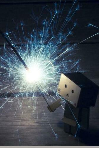Robot And Firework iPhone Wallpaper 4s