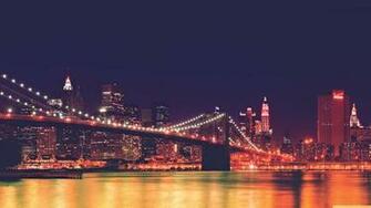 Usa Brooklyn Bridge Cityscape Landscape Night New York