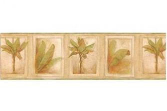 Beige Tropical Palm Tree Wallpaper Border