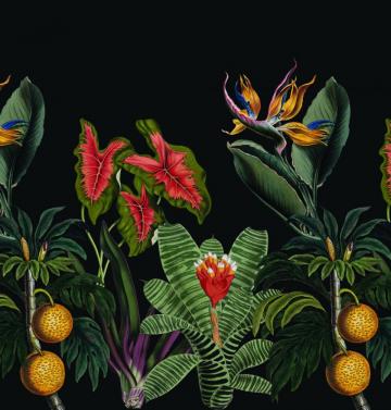 Vintage Botanical Garden Mural Removable Fabric Wallpaper Peel