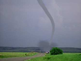 Tornadoes Tornado Touching Down By Country Road