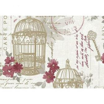 Vintage Birdcage Wallpaper Fresco Red