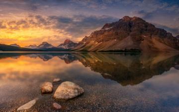 Bow Lake At An Altitude Of M In Western Alberta Canada